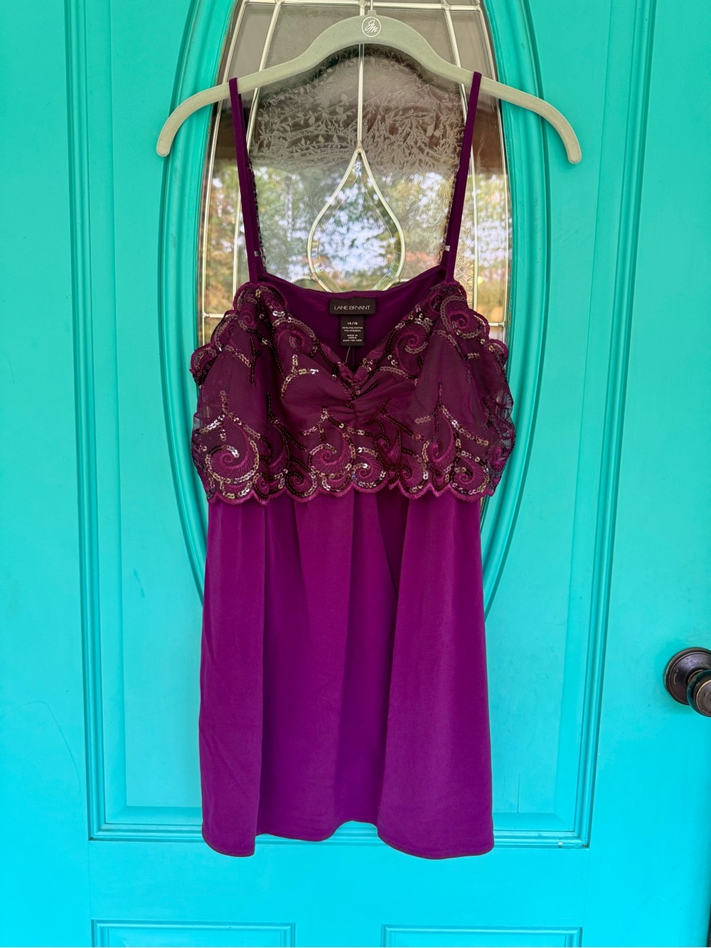 NWT Y2K Lane Bryant Purple Embellished Chemise